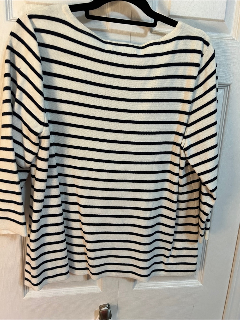Tommy Hilfiger White and Navy Striped Boatneck Sweater - Picture 2 of 2
